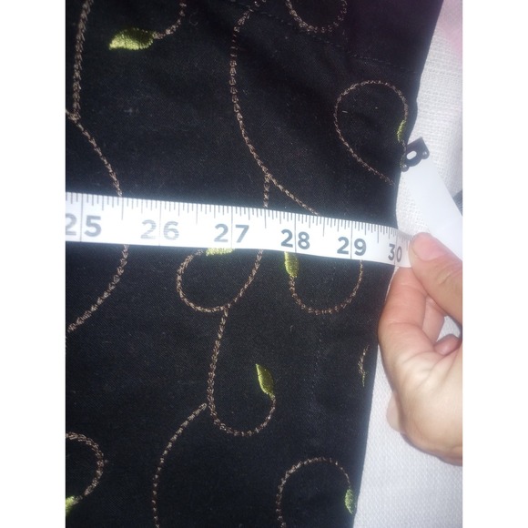 Vtg Denim & Co Blk Denim Trench Coat Embroidered Floral Multicolor‎ Small - Picture 7 of 9